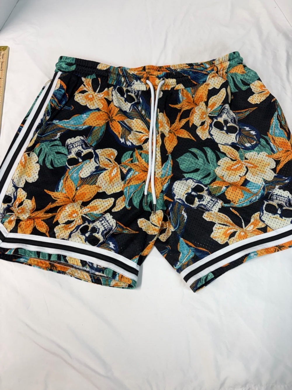 Skull Tropical Mesh Shorts 2XL Streetwear Festival Athletic Lined